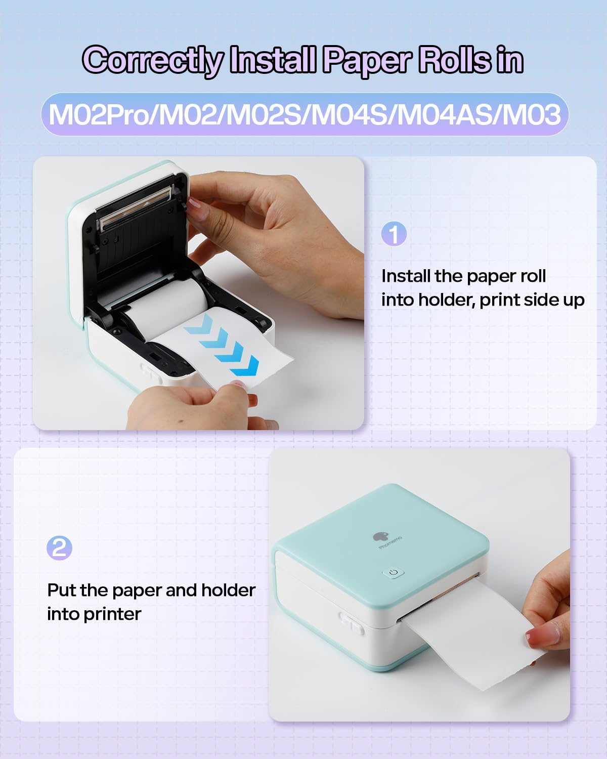 Phomemo Carta Autoadesiva Bianca per M02, M02PRO, T02, M02S, M02X, M02L, M03, M03AS, M04S, M04AS Mini Stampante Portatile, 53 mm x 3,5 m, 3 Rotoli
