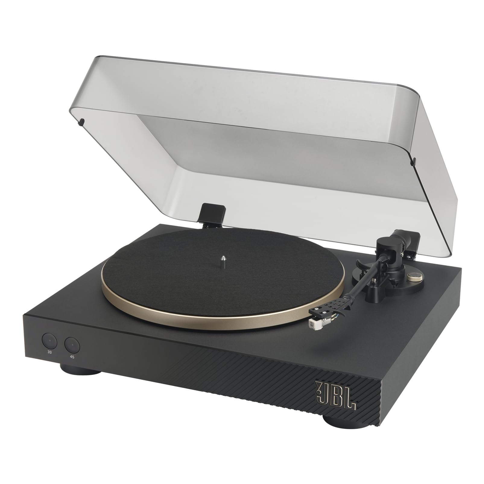 JBL Spinner BT – Schallplattenspieler mit Bluetooth und aptX HD (Schwarz/Gold)