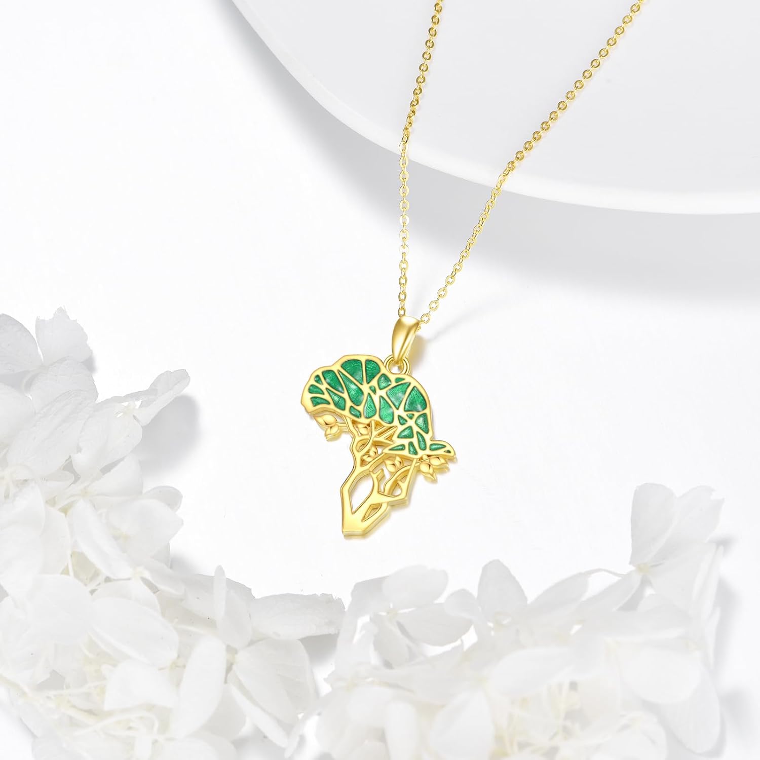 YFN African Necklace for Women Sterling Silver Africa Map Necklace Tree Africa Pendant Necklace African Jewelry for Women African Gifts for Mom Wife - Image 3