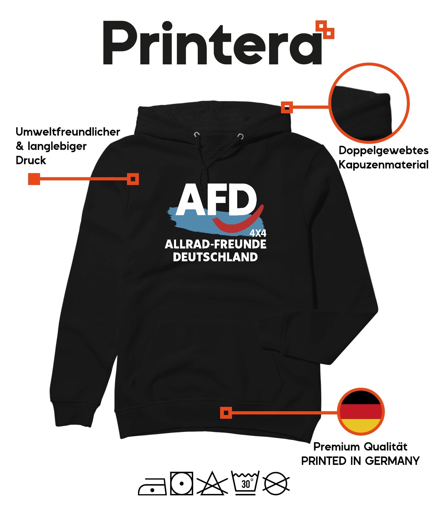 Allrad Freunde Deutschland 4x4 AFD Politik Spruch Wahlen Bundestag Unisex Hoodie Kapuzenpullover
