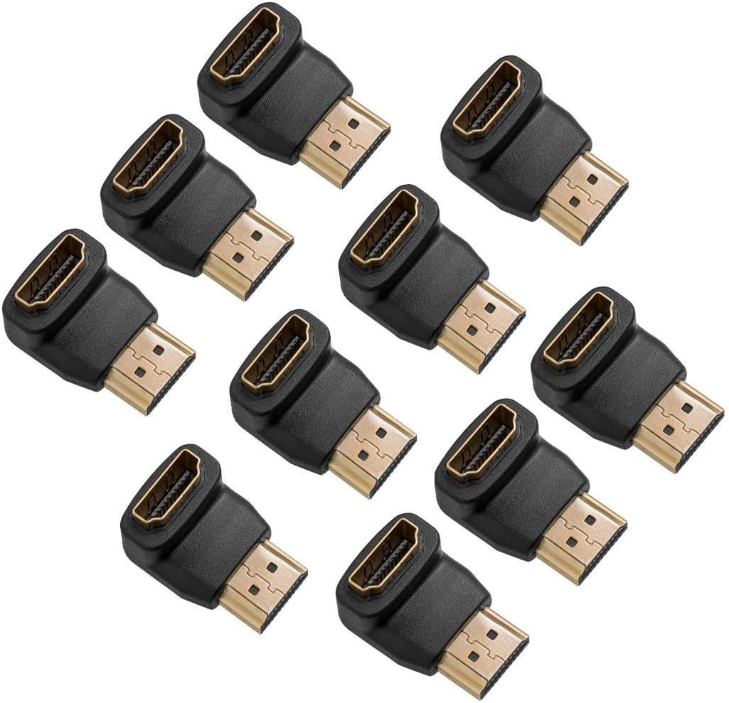 10 Packs of HDMI 90 Degree/Right Angle Connectors/Adapters