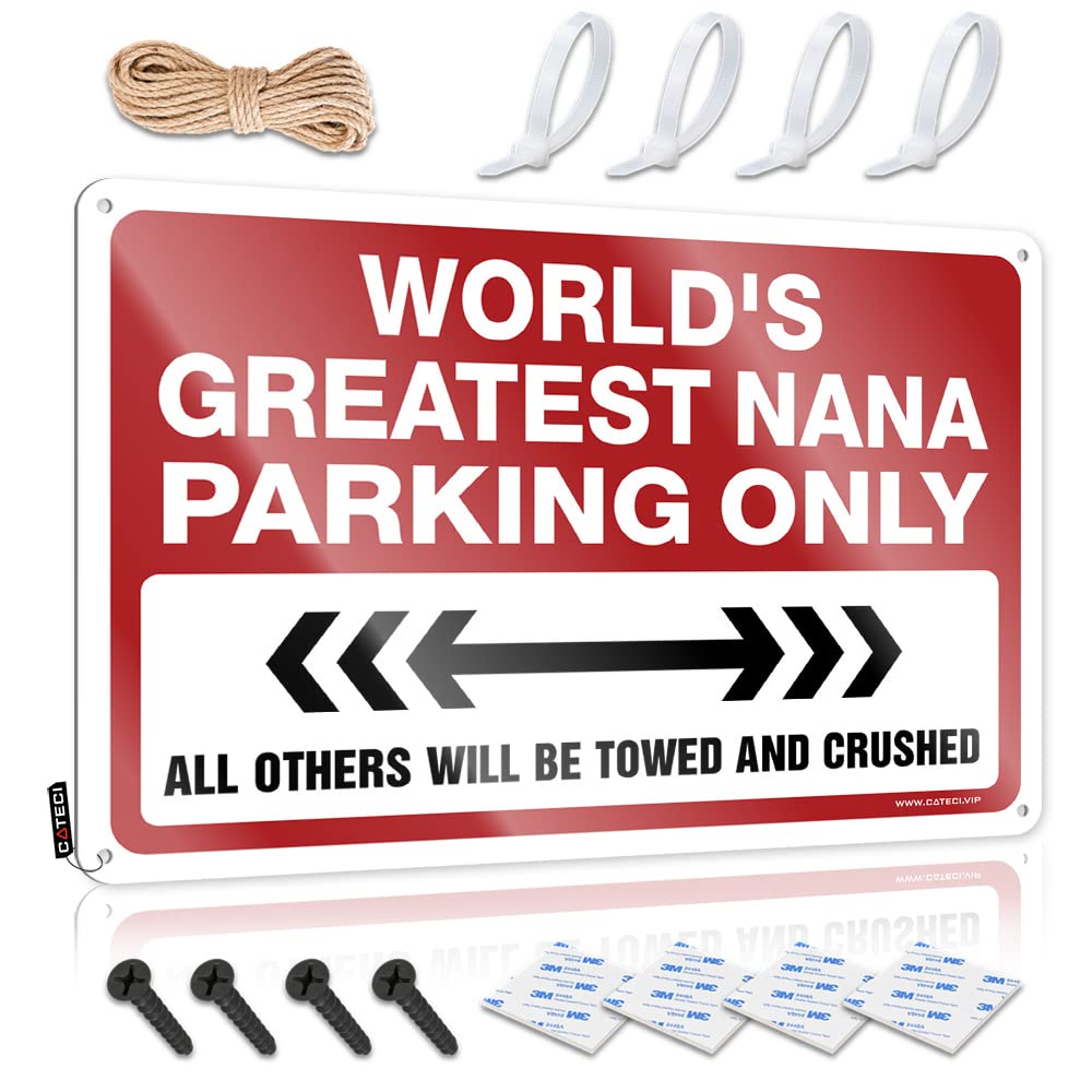 Funny Wall Art Door Decorations For Bedroom Ready To Hang - World's Greatest Nana Parking Only Designer For Pool Bar(30X40CM)