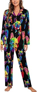 Women Button Down Pajama Set, Long Sleeve Pajama Top and Pajama Pants