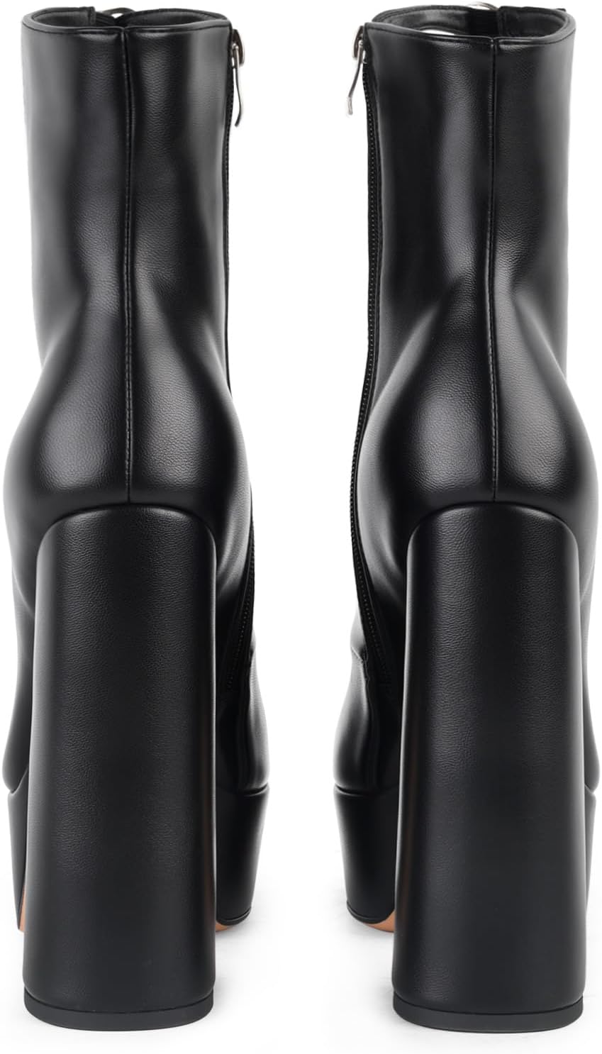 FancyQueen Platform Boots for Women, Chunky Platform Heels Goth Boots, Side Zipper Block Heels - Image 5