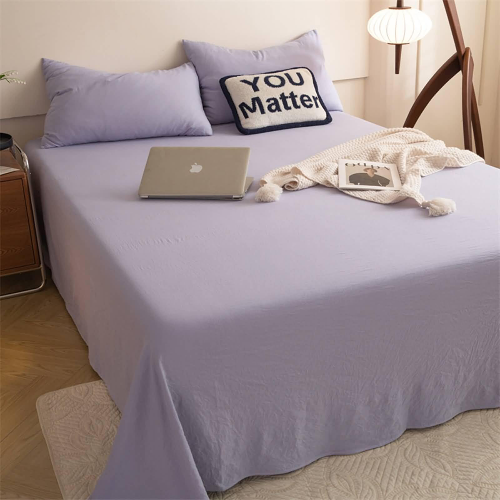 Drap plat gaze de coton 160 x 230 cm violet pour lit 120 cm doux