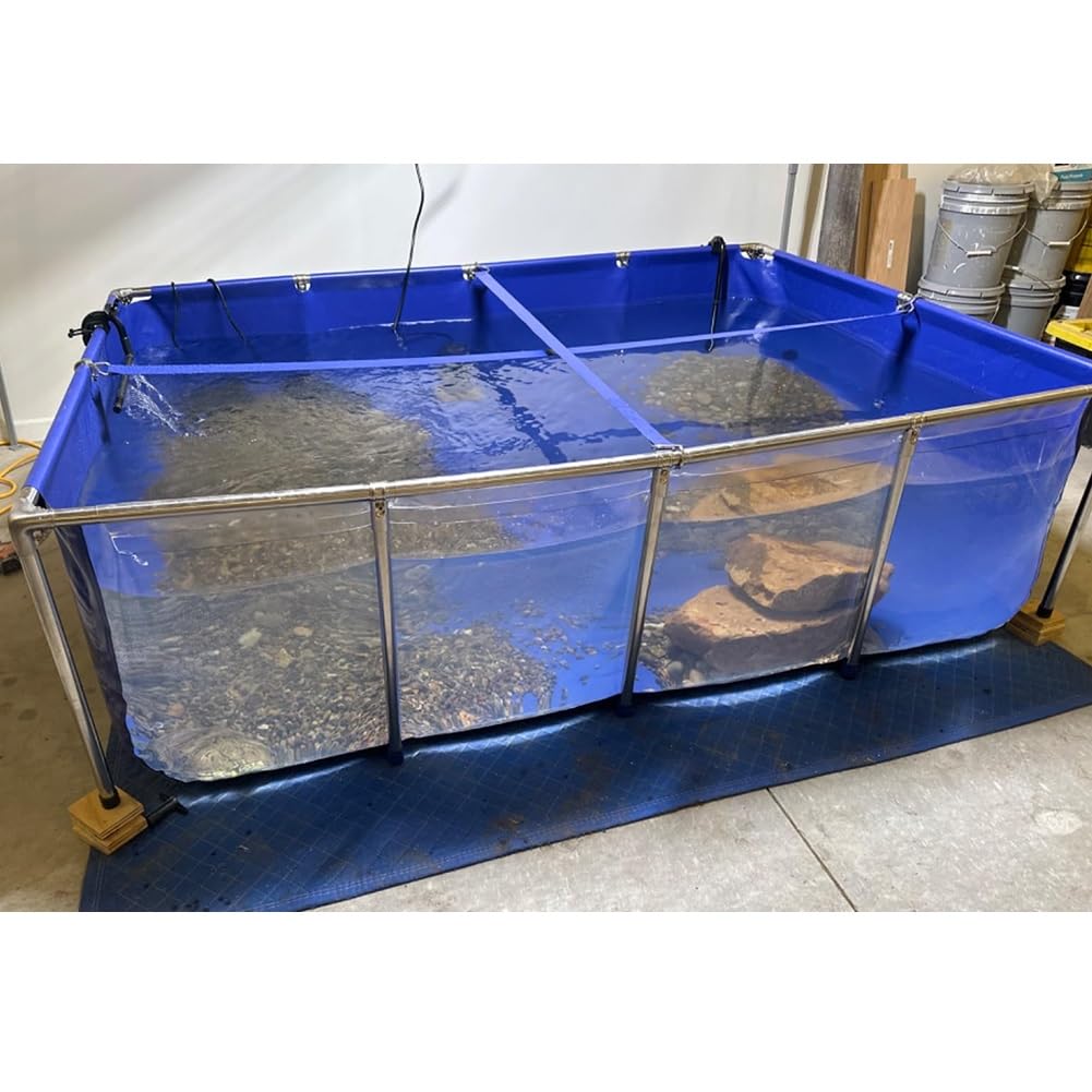 Rygcrud Laghetto Koi Fuori Terra con Finestra, Rivestimenti in Tela di PVC con Telaio in Acciaio, Acquario Vasca di Contenimento per L'allevamento di Tartarughe, Facilmente Assemblabile(100x60x35cm)