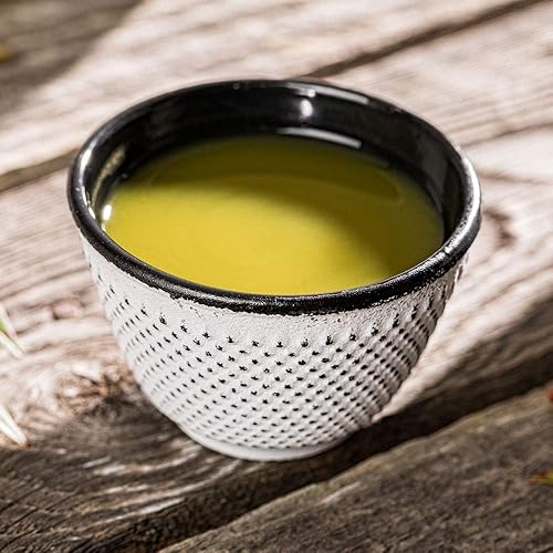 Miniatura 3 de Restaurantware Tetsubin - Taza de té de hierro fundido blanco de 2 onzas, hobnail - 2 12 pulgadas x 2 12 pulgadas x 1 34 pulgadas, caja de 2 unidades