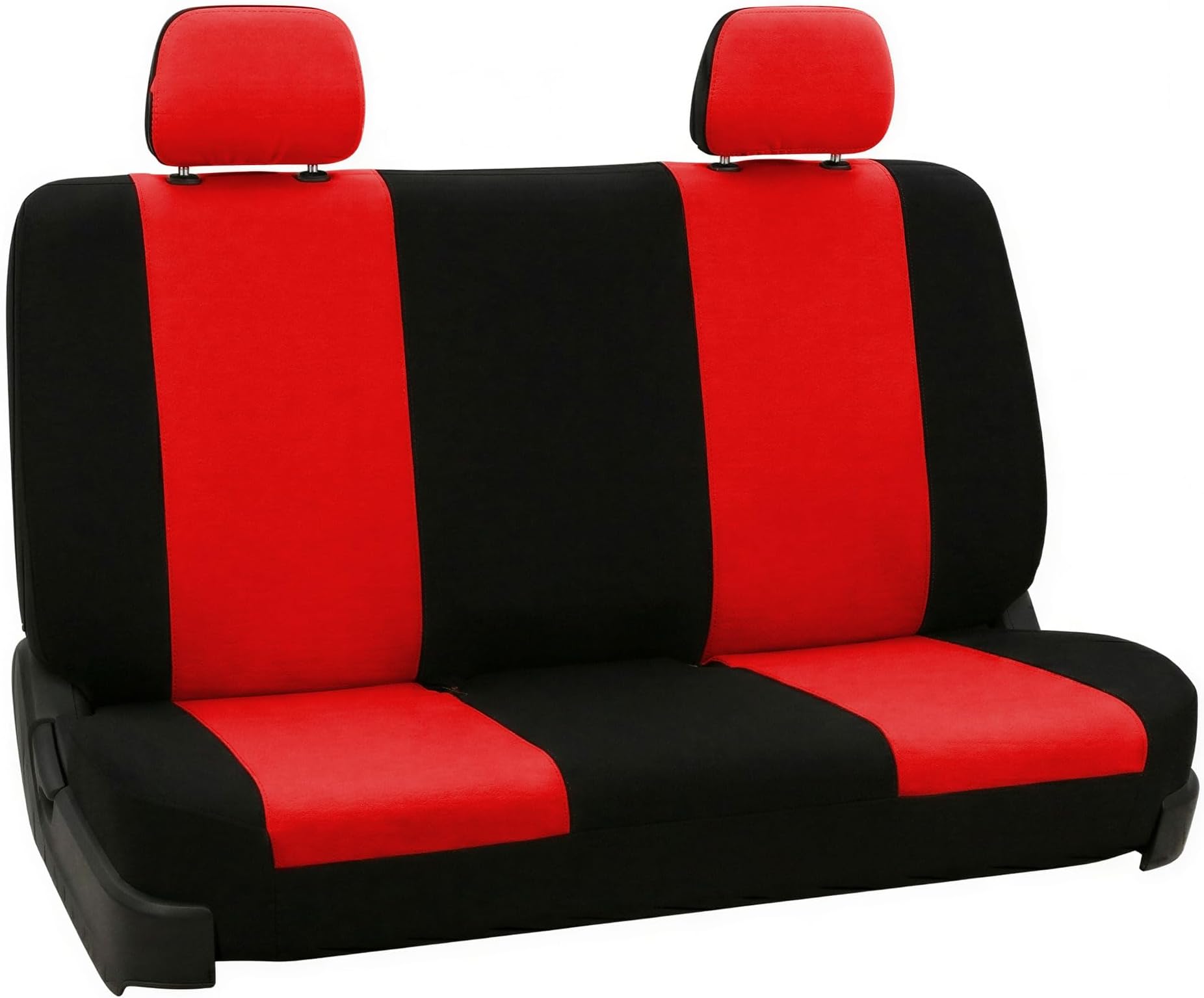 FH Group Universal Solid Bench Car Seat Cover fits Detachable Headrests– Universal Fit for Cars Trucks & SUVs (Red/Black)