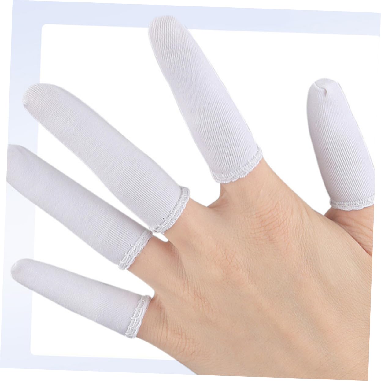 ARTIBETTER 100pcs Finger Cots Finger Sleeve Cotton Fingertip Protector Finger Protectors Finger Tips Protector Fingertip Covers Finger Glove Thumb Guard Cotton Finger Covers Pure Cotton White