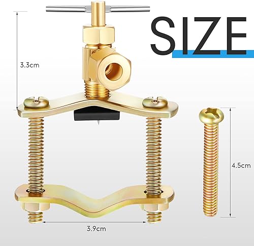 Miniatura 2 de 2 piezas de latón autoperforante válvula de sillín de cobre con salida de compresión de 1/4 pulgadas para suministro de tubería de agua de 3/8 a