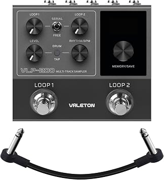 VALETON Looper Pedal Dual Track Stereo Looper for Guitar, Bass, Keyboard, Vocals Drum Machine 99 Project Storage spaces Software Support VLP-200Included 1 PCS Additional 15 CM TS Cable