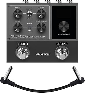 VALETON Looper Pedal Dual Track Stereo Looper for Guitar, Bass, Keyboard, Vocals Drum Machine 99 Project Storage spaces Software Support VLP-200(Included 1 PCS Additional 15 CM TS Cable)