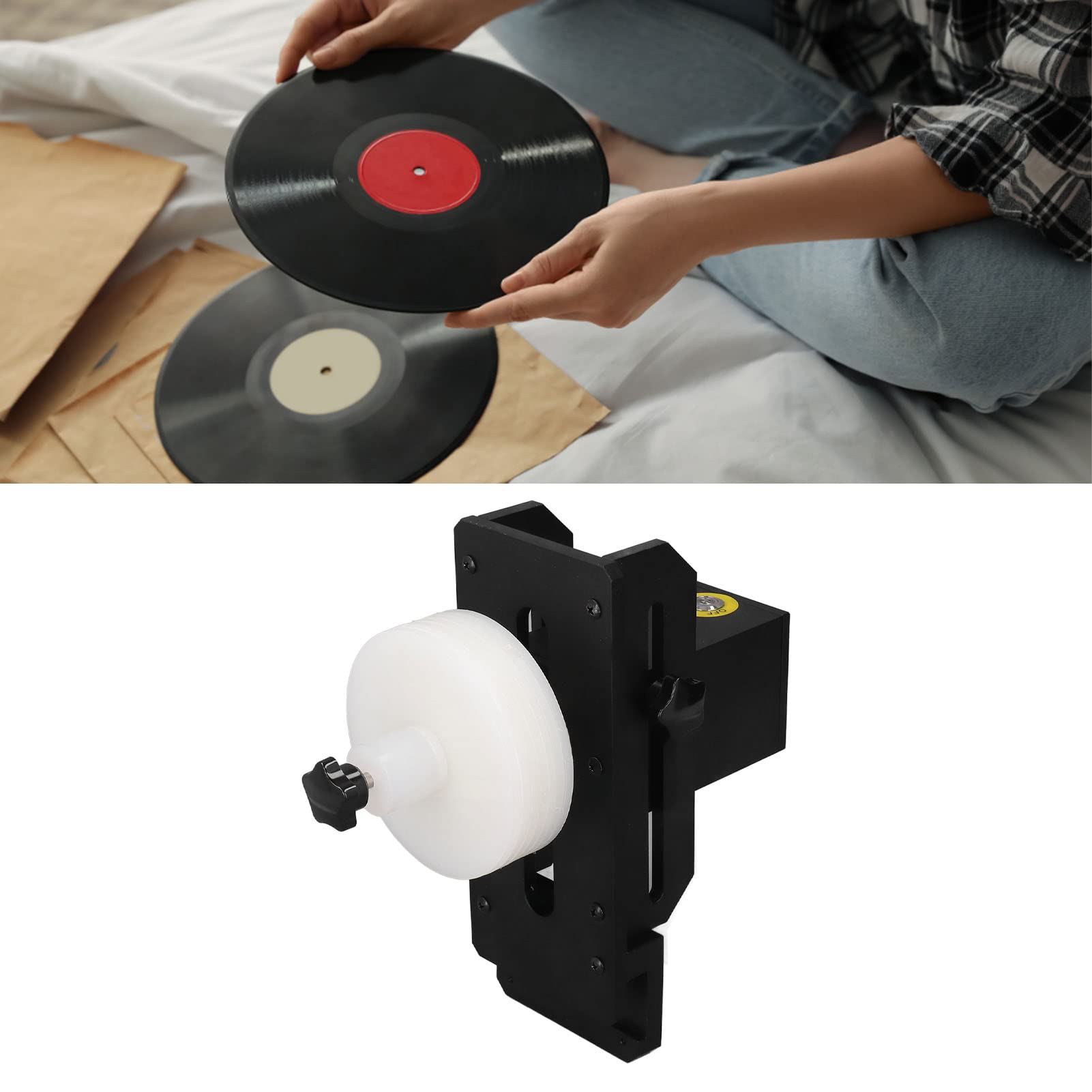 Estante Limpiador de Discos de Vinilo, Alta Eficiencia, Aleación de Aluminio, Funcionamiento Estable, Presión Negativa, Limpieza de Pistas, con Giro Eléctrico para (Enchufe de la