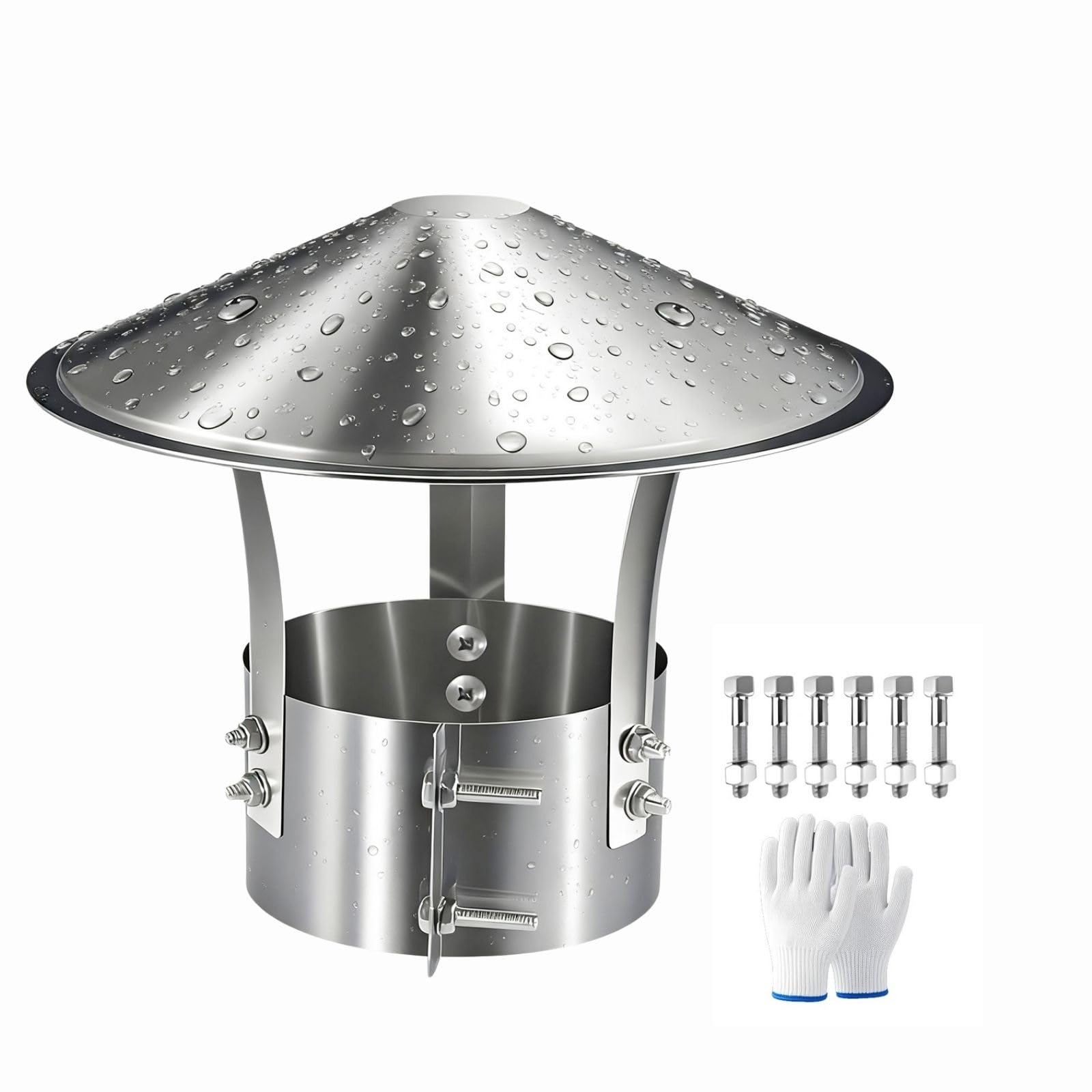 GKSNCJSMF Chimney Cowl rain Cap，Stainless Steel Round roof Vent Cap， Windproof Chimney Caps for Outside，Flue Pipe Cover Caps，Rain Snow Hat for Exhaust Tube End(110mm/4.33in)
