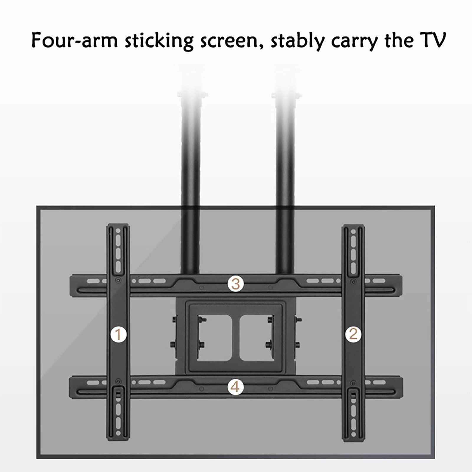 Soporte de TV de altura ajustable con soporte de techo, soporta pantallas de hasta 70 kg, instalación en pared o techo