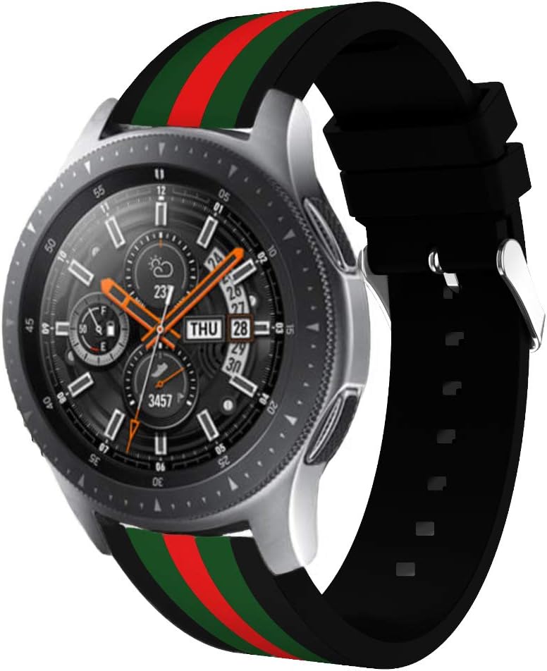 Sport Band Compatible with Gear S3 Frontier Classic Galaxy Watch 46mm Smart Watch, 22mm Soft Silicone Sports Replacement Strap Samsung Gear S3 Frontier (S3 Black G Red)