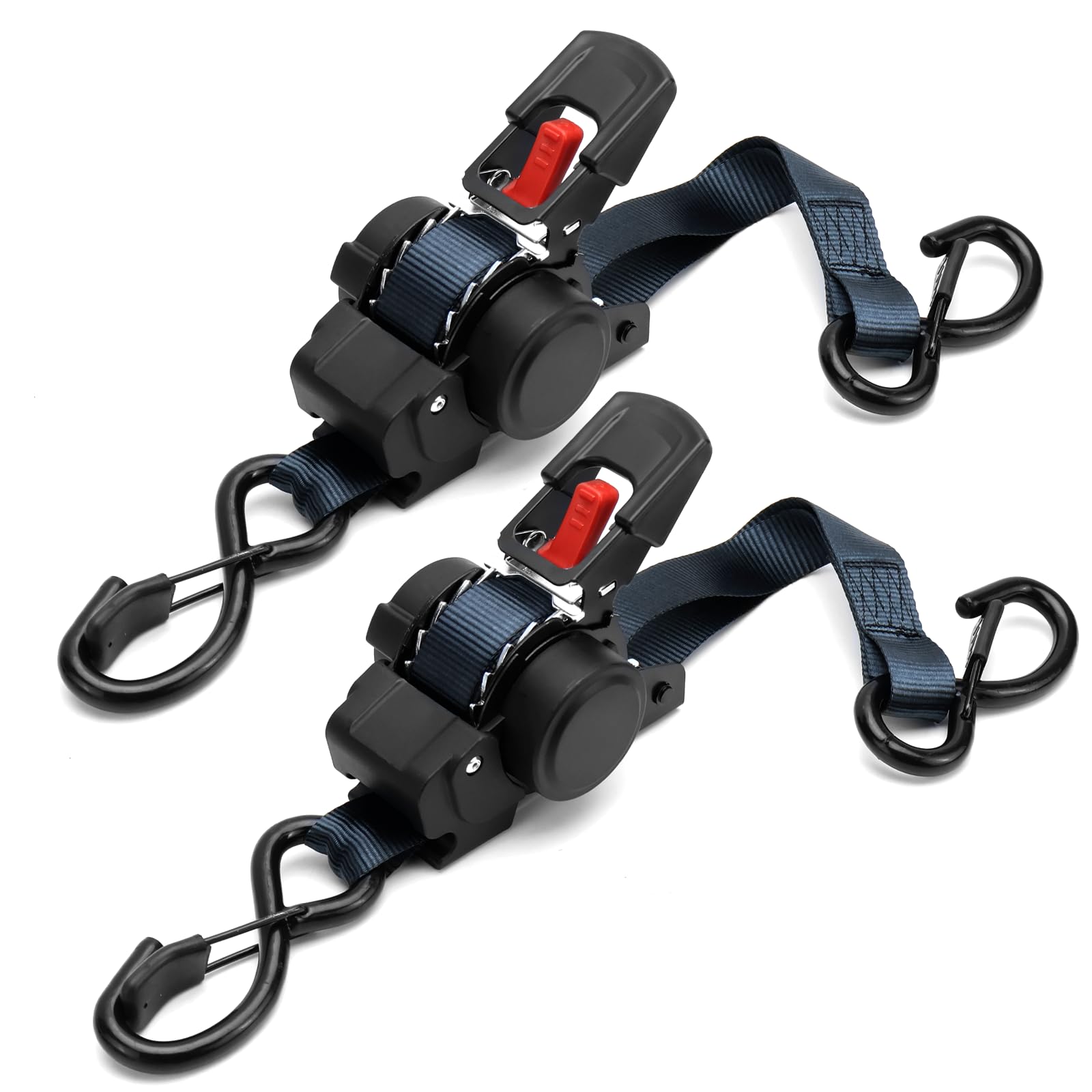 HZOUHONG Automatik Spanngurt 3mx25mm, mit S Haken Aufrollautomatik | Spanngurte Automatik 680kg Bruchfestigkeit, Selbstaufwickelnd Zurrgurte Ratschengurte für Motorrad, LKW, Auto Anhänger