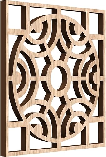 7 38"W x 7 38"H x 14"T Extra Small Walton Decorative Fretwork Wood Wall Panels, Red Oak