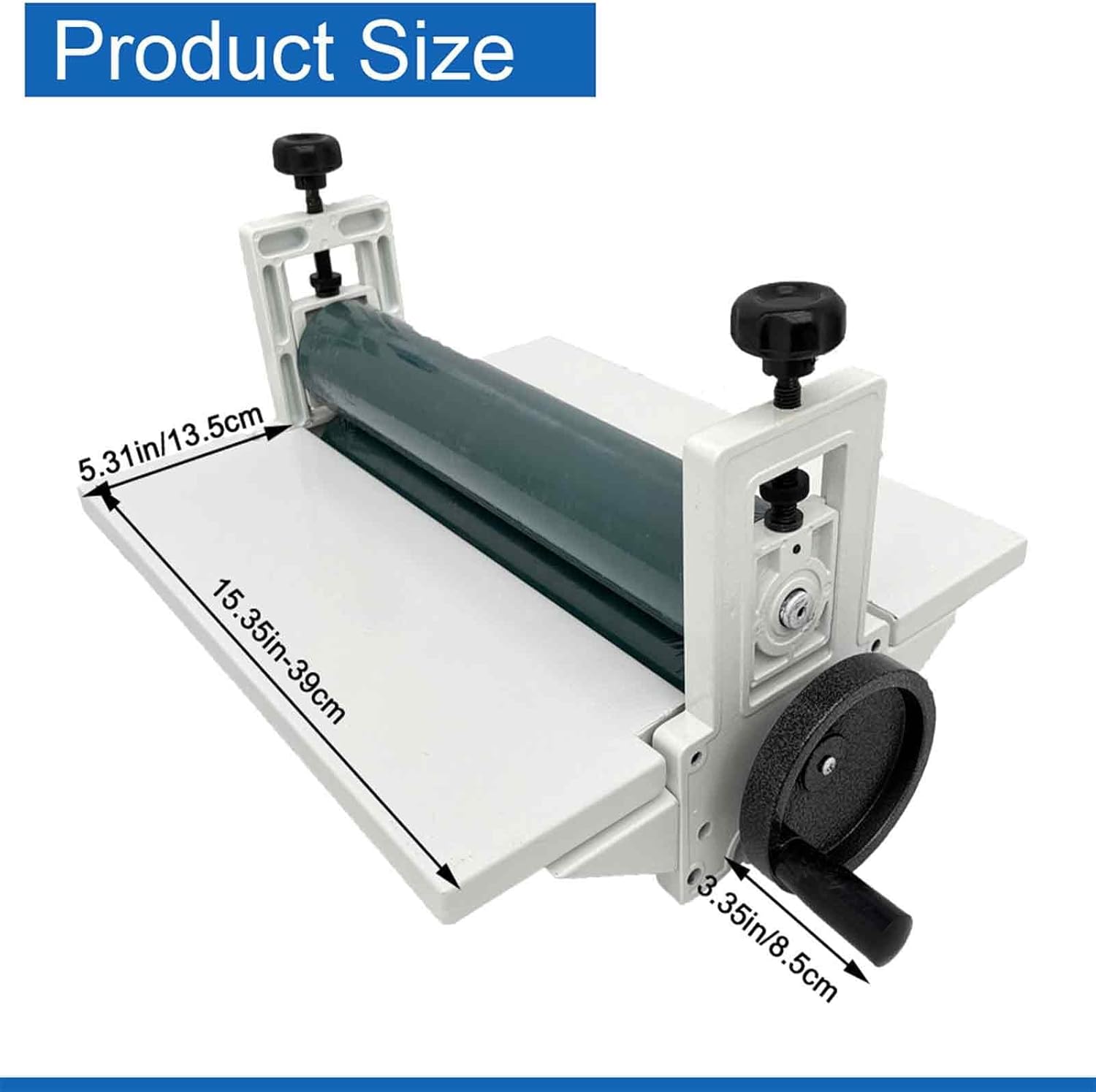 14in(355mm) Manual Cold Laminating Machine with Soft Rubber Roller,All Metal Frame Laminator with Fold-up Table, Adjustable Roller Position, for Photo Film Laminating