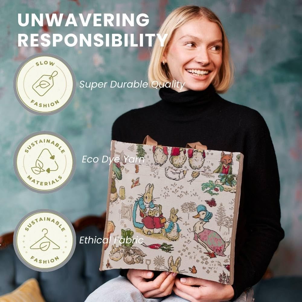 Signare Tapestry Shoulder Bag Shopping Tote for Women in Peter Rabbit Design (SHOP-BP-PETER) - Image 2