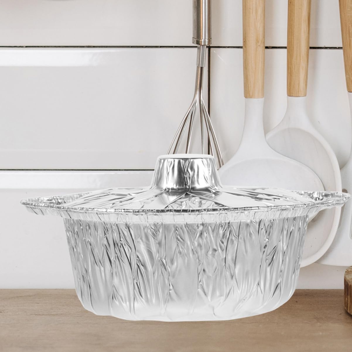 Abaodam 1Set Disposable Aluminum Foil Pots and Pans for Camping Barbecues and Picnics Round Cookware with Lid Lightweight and Cooking