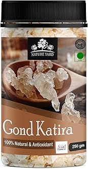 NATURE YARD Gond Katira Pure Organic (Edible gum) tragacanth Crystals - 250 Gm - 100% Natural Superfood with Cooling Properties | Almond Gum | Badam Pisni | Chahar Gond