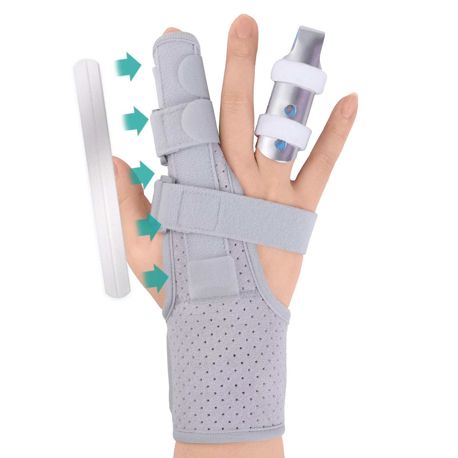 Lvyeyung Finger Brace wtih Matel Splint, Trigger Finger Splint for Index, Middle, Ring, Pinky Support, Hand brace Joint Stabilizer for Mallet Broken
