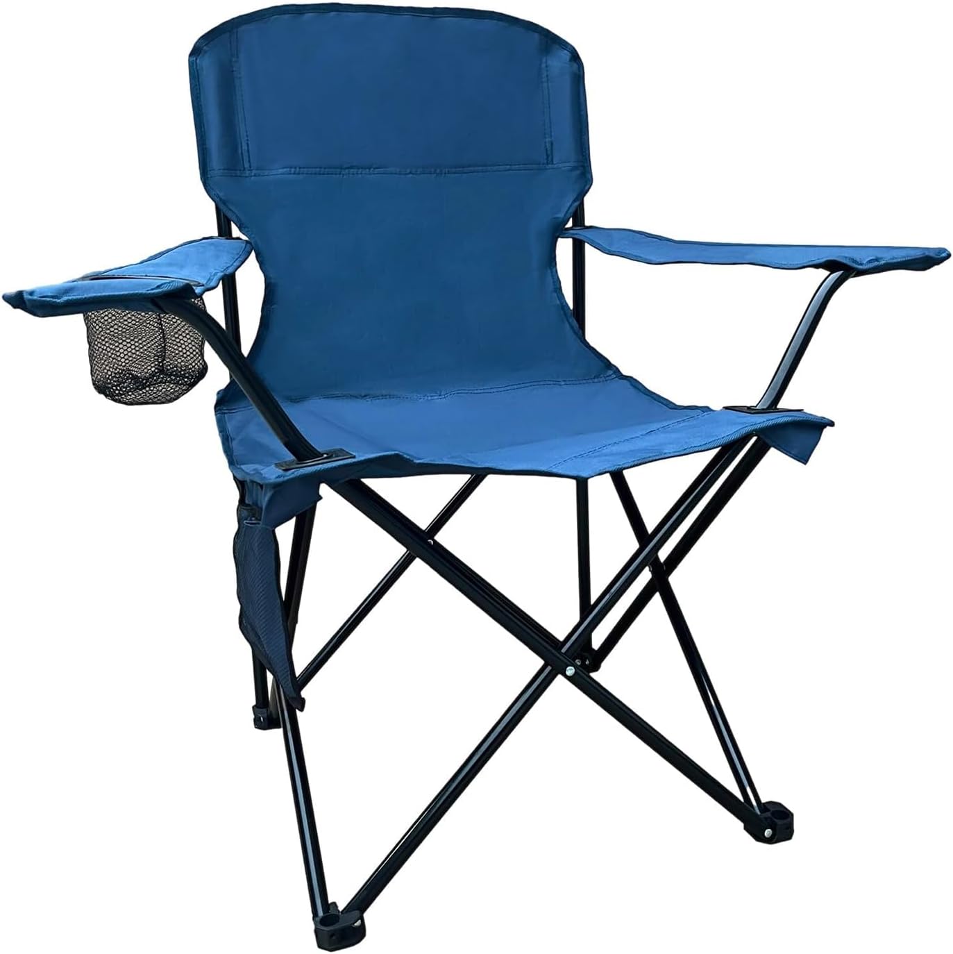 Foldable Camping Chair with Cup Holder, Storage Pocket, 225lbs Capacity, Wide Base Feet for Sand/Mud, Sweatproof Portable Outdoor Chair for Hiking, Beach, Sports, Cyan 1PCS Cyan