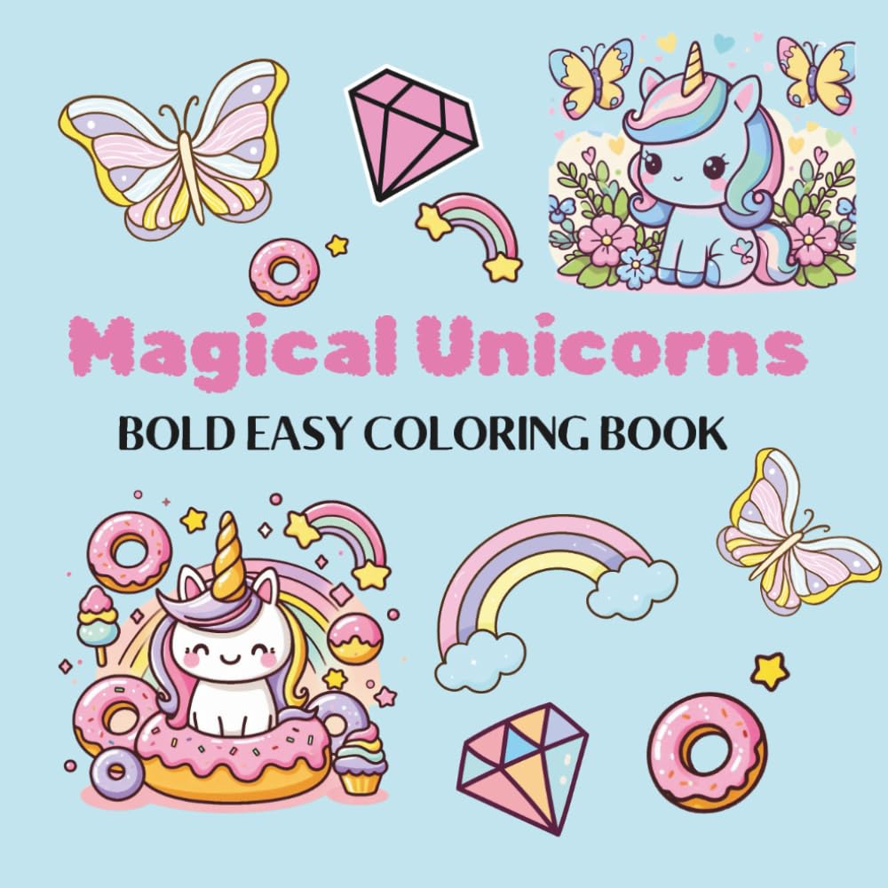 Magical Unicorn Kawaii Coloring Book: Bold and Easy Coloring Book
