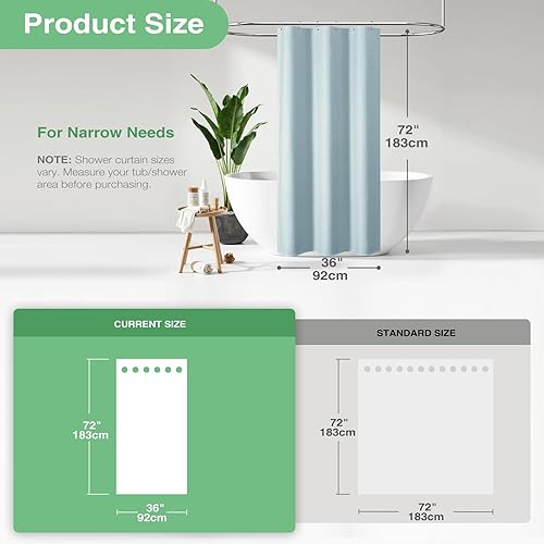 Miniatura 3 de Dynamene Cortina de Ducha de Tela para Cabina - 36x72 Tejido Waffle de Tela Resistente de Servicio Pesado Cortinas de Ducha para Baño, Juego de