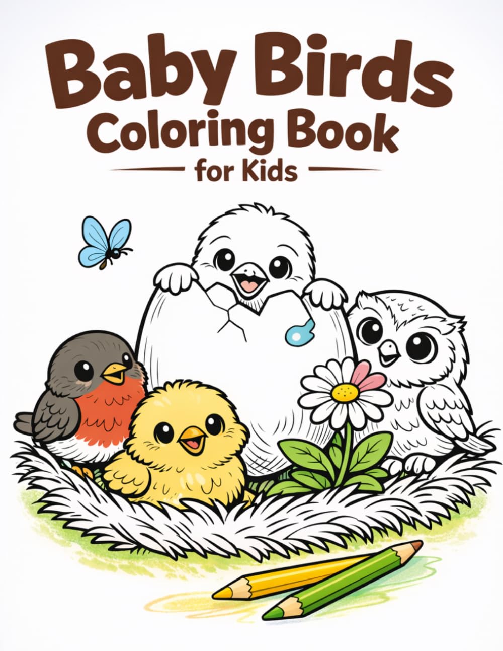 Baby Birds Coloring Book for Kids: 40 adorable illustrations for hours of screen-free creative fun.