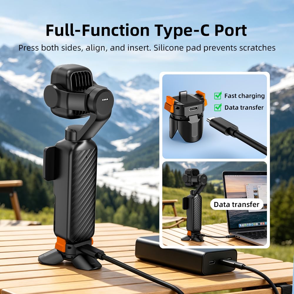 Soporte magnético para trípode la cámara para dji Pocket 4 Pro/4/3. Mini trípode de sobremesa de Aluminio Compatible con Carga rápida y Transferencia de Datos, con Apertura y Cierre automáticos.
