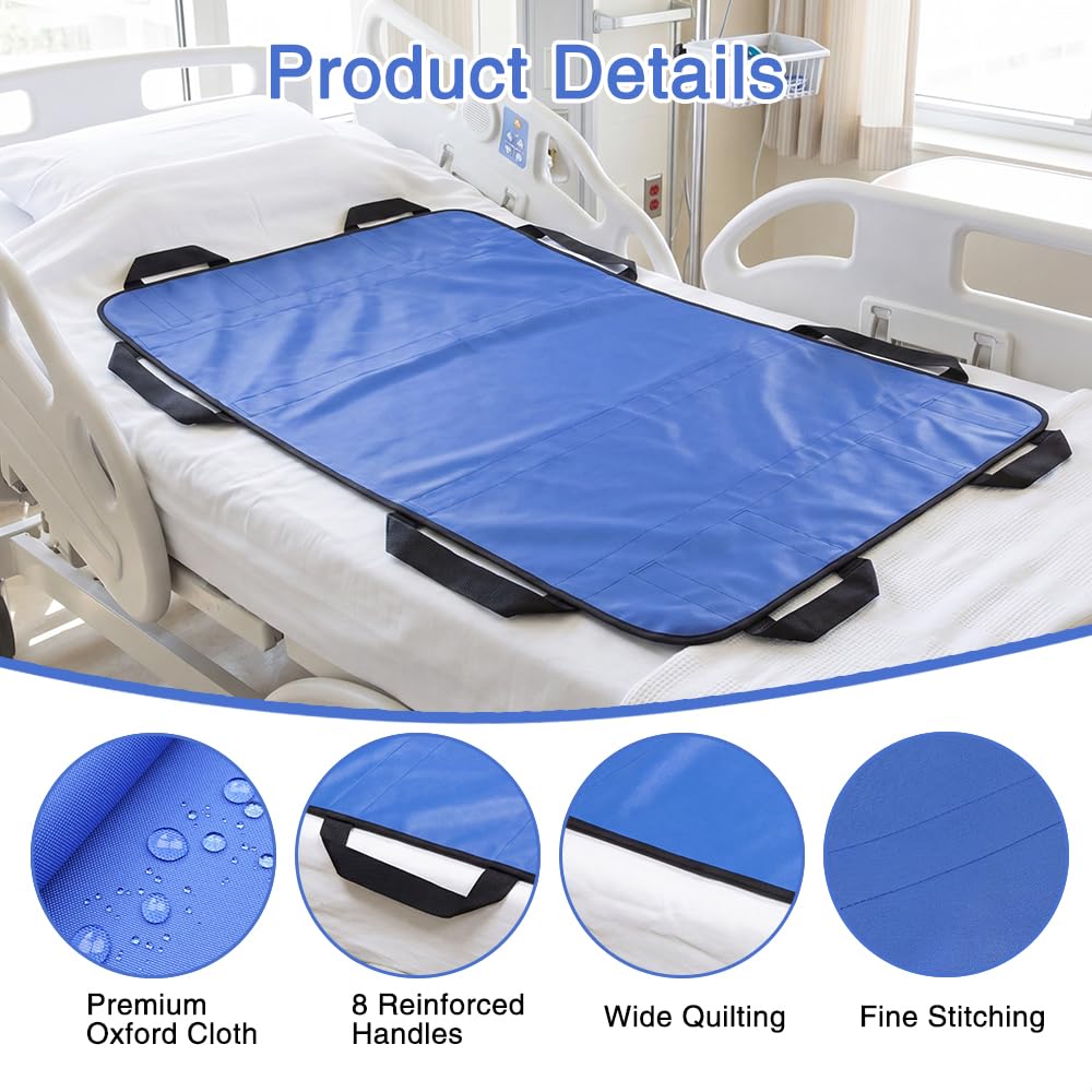 Golgner Gleittuch für Bett Transfer, 120 x 100 cm Gleittuch für Bettlägerige mit 8 Griffe, Transferboard für Patientenlifter, Waschbares Patiententransferbrett, für Senioren Bettlägerige Patienten