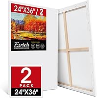 ESRICH 24x36 Stretched Canvas 2 Pack, Primed Acid-Free Cotton Large Blank Canvases for Oil, Acrylic, Watercolor Painting
