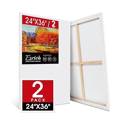 ESRICH Stretched Canvas for Painting 24x36 Inch, 2 Pack Large