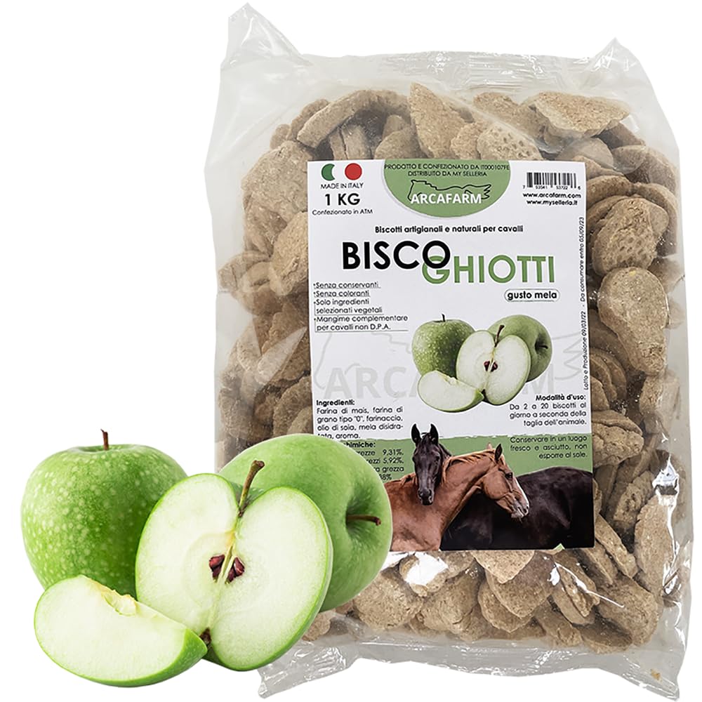 BISCOGHIOTTI Biscotti Artigianali Alla Mela per Cavalli 1 KG Made in Italy