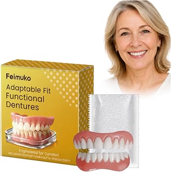 High Quality Full Denture Set Dentures Complete Reusable Denture with Flexible Fit and Easy Cleaning for Daily Use Pack of 2