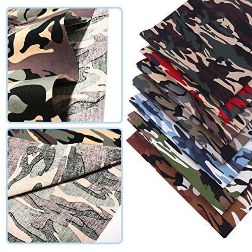 7 PCS Fabric Cotton Camouflage Print,Fat Quarter DIY Craft Cotton Fabtric by The Yard 100% Cotton Camo for Dressmaking Shirts Clothes Quilting Sewing Patchwork Homemade Masks (18.9\"x18.9\").