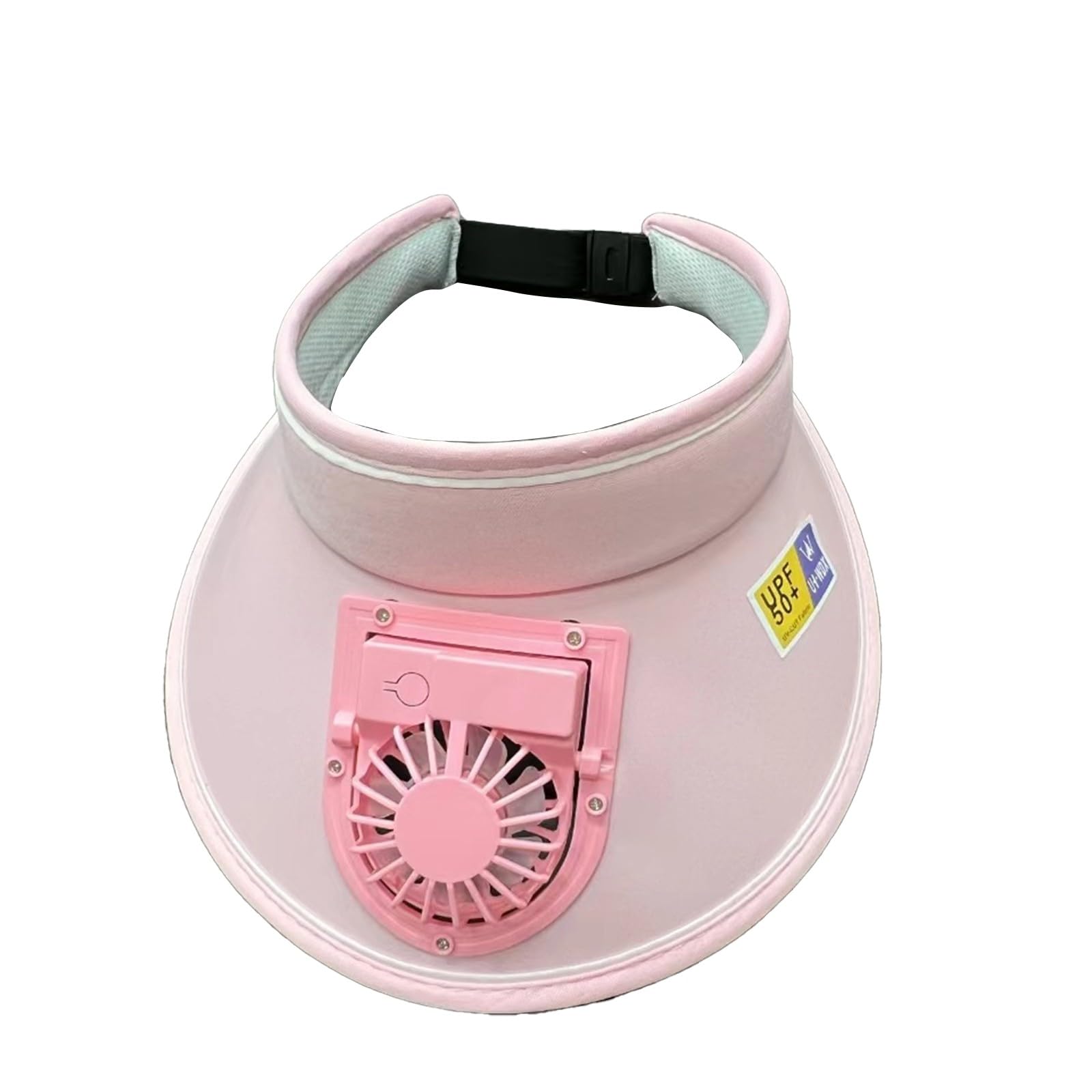 Generico New Gorro de sol de verano para mujer con ventilador recargable, visera ancha, sombrero de exterior con parte superior vacía, ideal para jardinería, senderismo y uso diario.