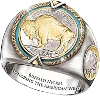 Bison Ring,Punk Buffalo Ring for Men, Viking Bull Ring Bull Head Ring for Boys Gothic Bison Ring Retro Vintage Rock Buffalo Jewelry, Bison Totem Ring Jewelry Gift