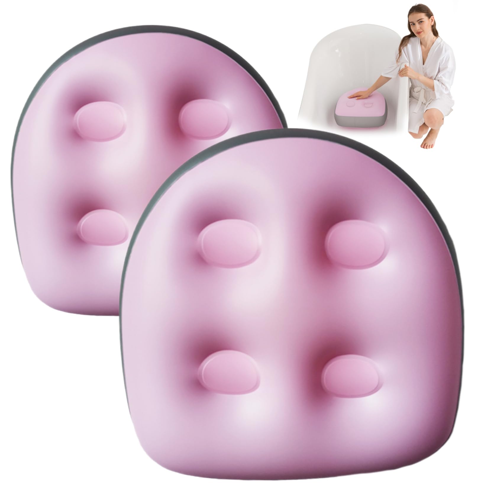 Hot Tub Seats, 2Pcs Inflatable Booster Seat 18.5x14.6x5.9'' Spa & Back Support Inflatable Hot Tub Seat with Suction Cup Hot Tub Seat PVC Hot Tub Booster Seat for Adults, Style 3