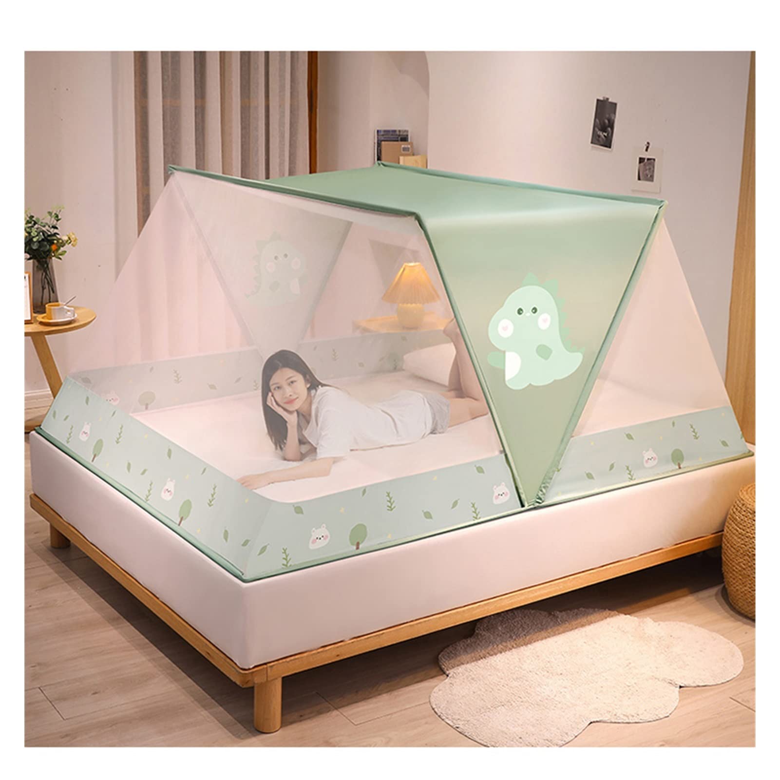 Mosquitera Plegable portátil con Fondo Transpirable para Cama, Camping, Viajes, hogar, Interior y Exterior (Color: C, tamaño: Cama de 1,8 m)