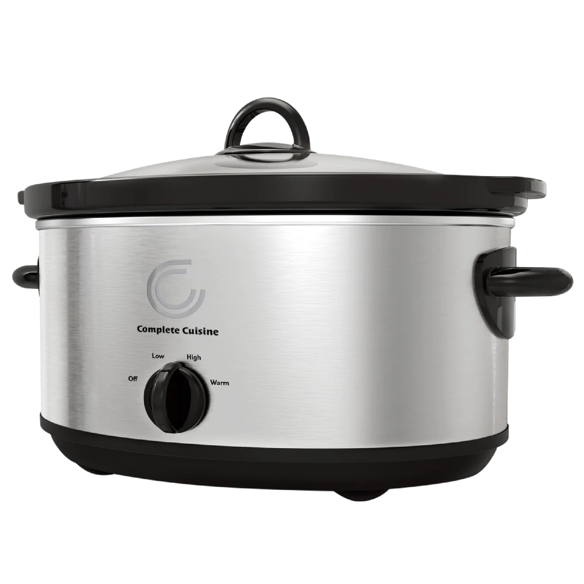 Complete Cuisine CC-SL-7000-SS 7-Quart Oval Slow Cooker, Stainless-Steel Slow Cooker with Glass Pot-Cooker Lid