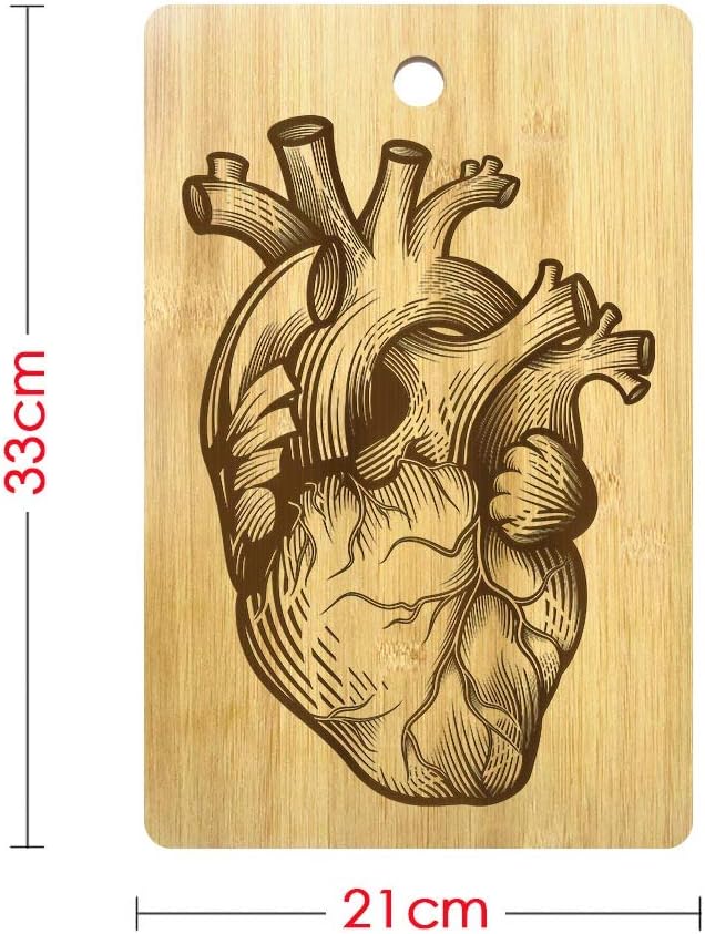 The Geeky Days Anatomical Heart Bamboo Cutting Board Vintage Medical Heart Surgery Decor Engraved Wood Chopping Block Personalized Doctor Thank You Gift for Kitchen