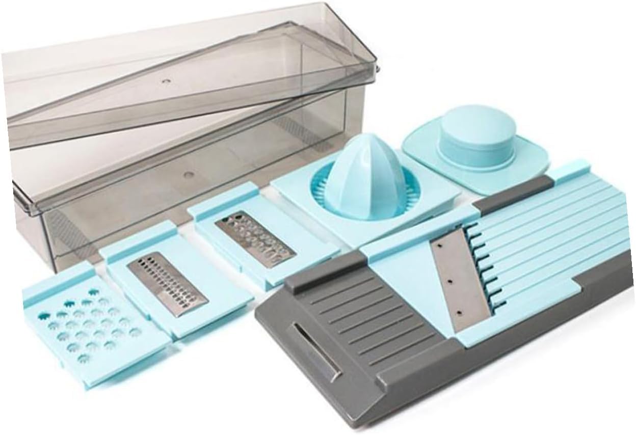 Multifunction Vegetable Slicer Cutter 7-in-1 Manual Juicer Squeezer Vegetable Grater Portable Kitchen for Home Cooking and Meal Prep