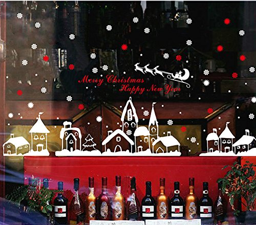 Natale Vetrofanie Rimovibile Adesivi Murali Fai da te Finestra Decorazione Vetrina Wallpaper Adesivi (A)