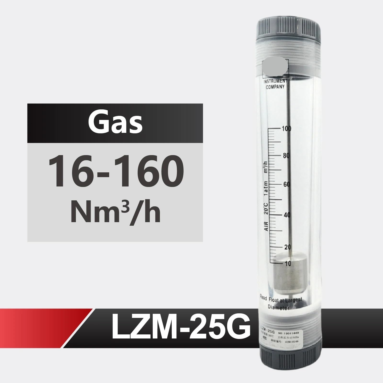 Medidor de flujo de aire, medidor de flujo de Gas, rotámetro, medidor de flujo acrílico, medidor de flujo LZM, rotámetro de tubo en línea, 1 Uds.(16-160Nm3-h)