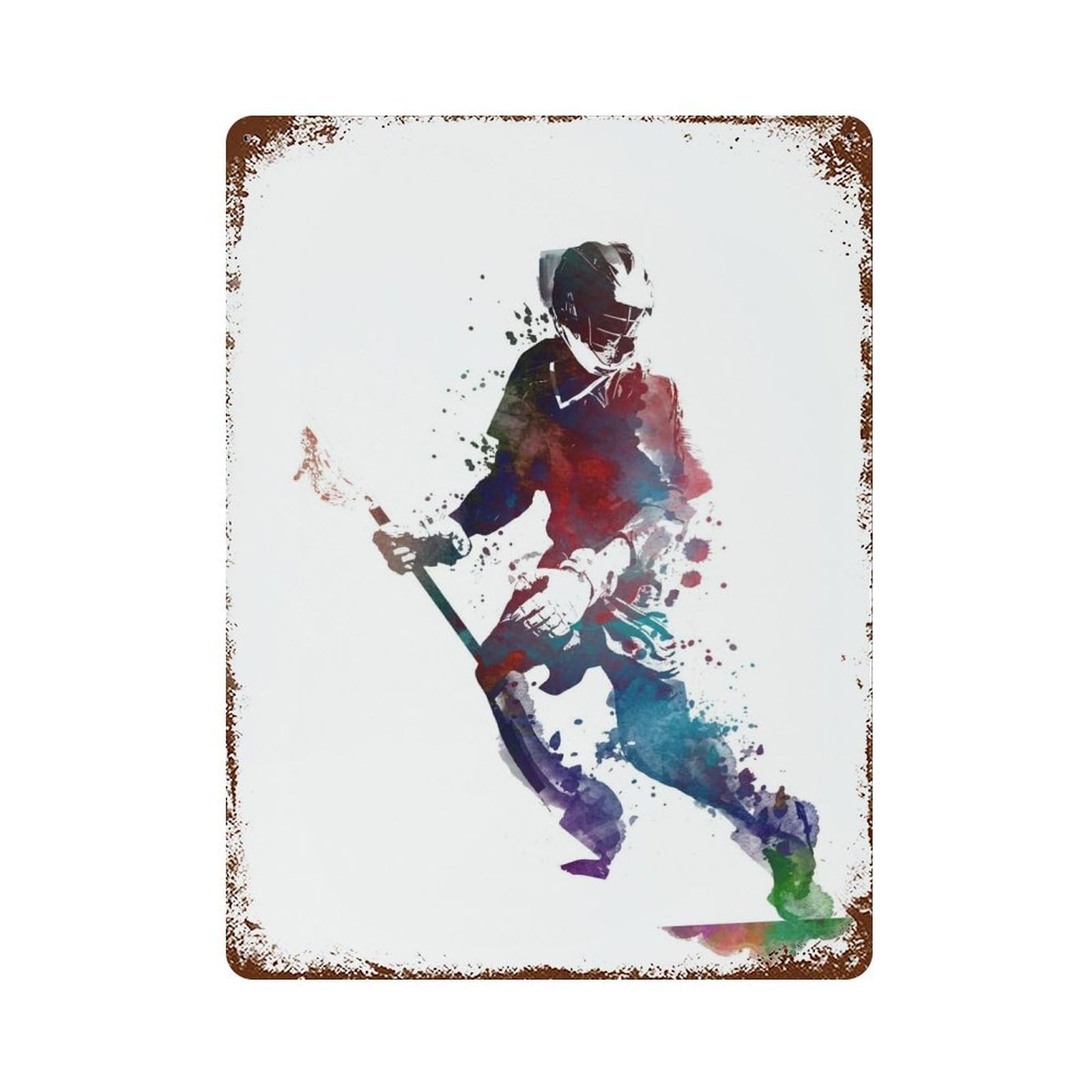 Lacrosse Rust Effect Tin Sign 15.7"x11.8", Novelty Wall Decor for Garage, Pub Or Kitchen