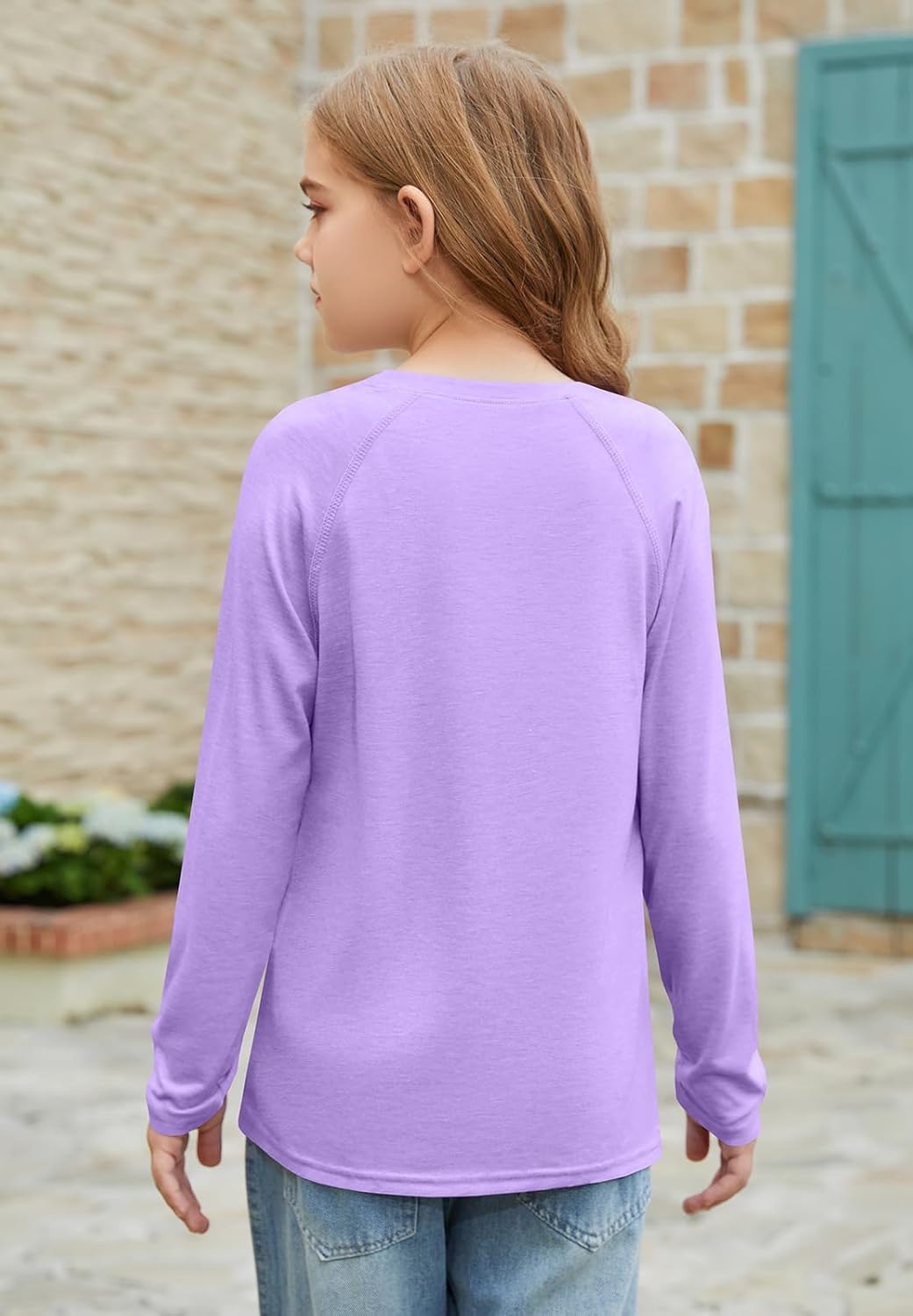 ZDC Girls Long Sleeve Shirts Kids Crewneck Layering Tunic Tops Plain Basic Tees Fashion T-Shirts 5-14Y - Image 5