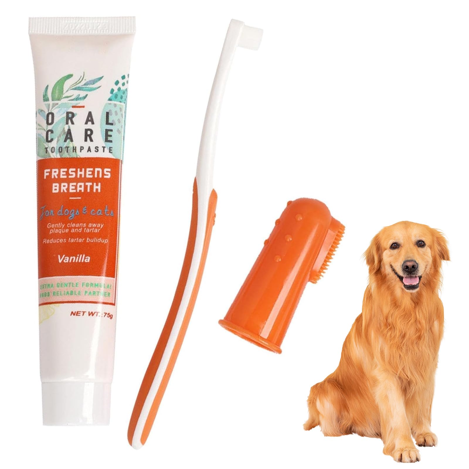 Cepillo y Pasta Dientes Perro(Juego de 3 Piezas) Juego de Cuidado Dental para Perros,Pasta y Cepillo de Dientes para Perros,Set Higiene Dental para Perros para Proteger Dientes Perro(Carne de vacuno)